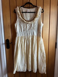 WHISTLES Dress Size 16 Cream Yellow 100% Silk Fits 14 Beaded Wedding Occasion - Picture 1 of 7