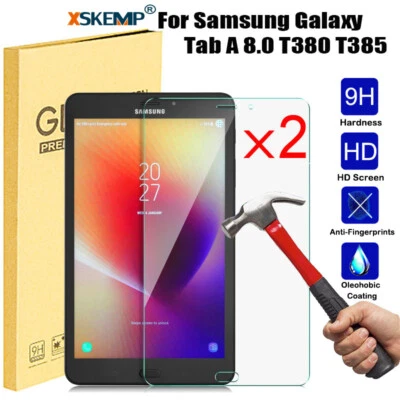 2Pcs For Samsung Galaxy Tab A 8.0 T380 T385 2017 Tempered Glass Screen Protector - Image 1 of 4