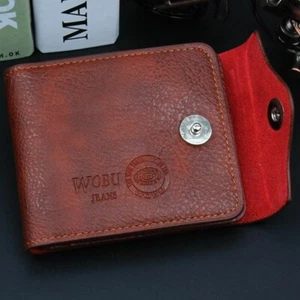 Genuine Leather Wallet Bifold Coin Pouch Card Holder Purse with Magnetic Clasp - Picture 1 of 25