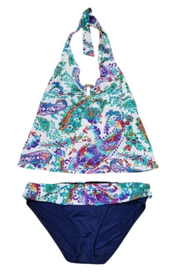 Ralph Lauren Womens Sz 2 Tankini Swim Top & Bottoms 2-Piece Set Paisley - Image 1 of 4