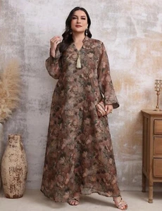 Ramadan Abaya Women Muslim Maxi Dress Dubai Kaftan Islam Caftan Robe Party Gown - Picture 1 of 8