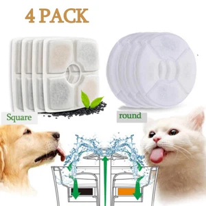 4PCS Cat Dog Water Fountain Filters Replacement Flower Dispenser Round Square - Picture 1 of 14