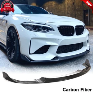 Fit For BMW 2 Series F87 M2 2016-2018 REAL CARBON FIBER Front Bumper Lip Spoiler - Foto 1 di 12