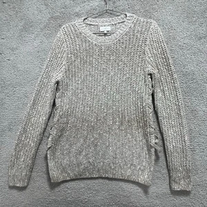 Lucky Brand Sweater Women's Medium Brown Side Lace Up Knitted Cardigan Pullover - Picture 1 of 17