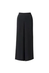 Adrianna Papell BLACK Women's Textured Satin Wide Leg Pull On Pants,US L - Picture 1 of 4