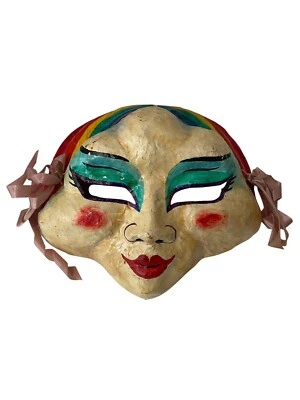 Masque Arrayed Salsalito Ca Paper Mache Mask  1980s Vintage - Image 1 of 4