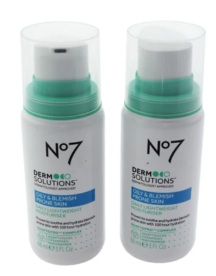 2x No7 Derm Solutions 100hr Hydrating Face Daily Moisturizer Oily & Blemish Skin - Image 1 of 4