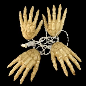 Haunted Hands Lighted Skeleton Hands 6 Hands Halloween Light Set Plastic EUC - Picture 1 of 2