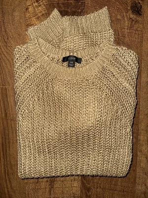 J. ¡SUÉTER DE PUNTO SUELTO 100% LINO TALLA GRANDE MARRÓN CREW! XS Foto 1 de 3