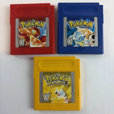 Gameboy Pokemon Red Yellow Blue Authentic With New Battery Tested Working Saves - Image 1 of 4