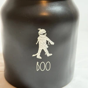 Rae Dunn Artisan Collection Black Boo Mummy Lidded Halloween Canister Jar New - Picture 1 of 6