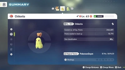 6IV Untouched Shiny Chikorita Pokemon Legends ZA *EL MISMO DÍA* Foto 1 de 4