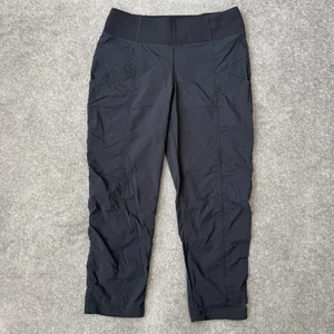 prAna Capri Pants Womens XS Black Stretch Nylon Ruched Side Pockets Travel Yoga - Picture 1 of 11
