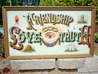 RARE Antique ODD FELLOWS Reverse Painted Glass Sign In Original Frame