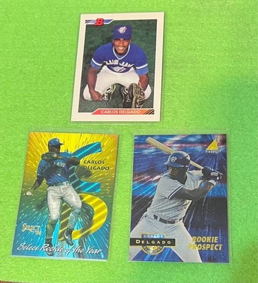 Carlos Delgado 1992 Bowman 127 RC + 2 tarjetas de bonificación Foto 1 de 2