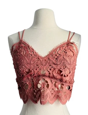 Anthropologie The Viviette Lace Bra Top Womens Sz LG Raspberry V Neck NWT - Image 1 of 4