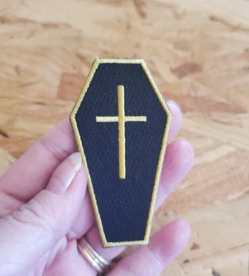 Coffin - Gothic - Casket - Halloween - Embroidered Iron On Patch - Image 1 of 2