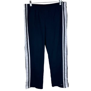 Nike Navy Blue White Stripe Lightweight Elastic Waist Straight Leg Track Pants M - Picture 1 of 7