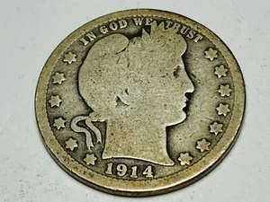 1914-P Barber Qtr Dollar Low Mintage 124K - Bild 1 von 2