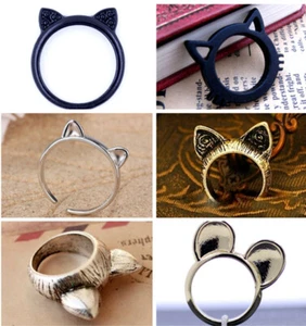 Various style black / bronze / silver cat /mouse ring, choices - Picture 1 of 13