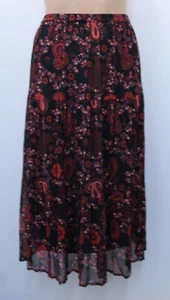 oanna Hope Ladies Black Paisley Print Tiered Maxi Skirt - Size 12 - Picture 1 of 3