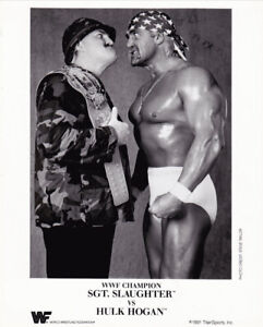 WWF WWE WRESTLING SGT. SLAUGHTER VS. HULK HOGAN 1991 PROMO 8x10 PHOTO REPRINT RP