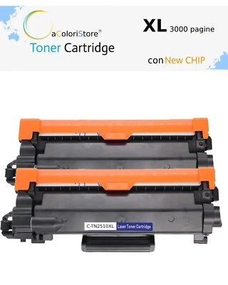 2 TN2510XL toner compatibile per Brother HL-L2400DWE HL-L2400DW HL-L2447DW - Immagine 1 di 4