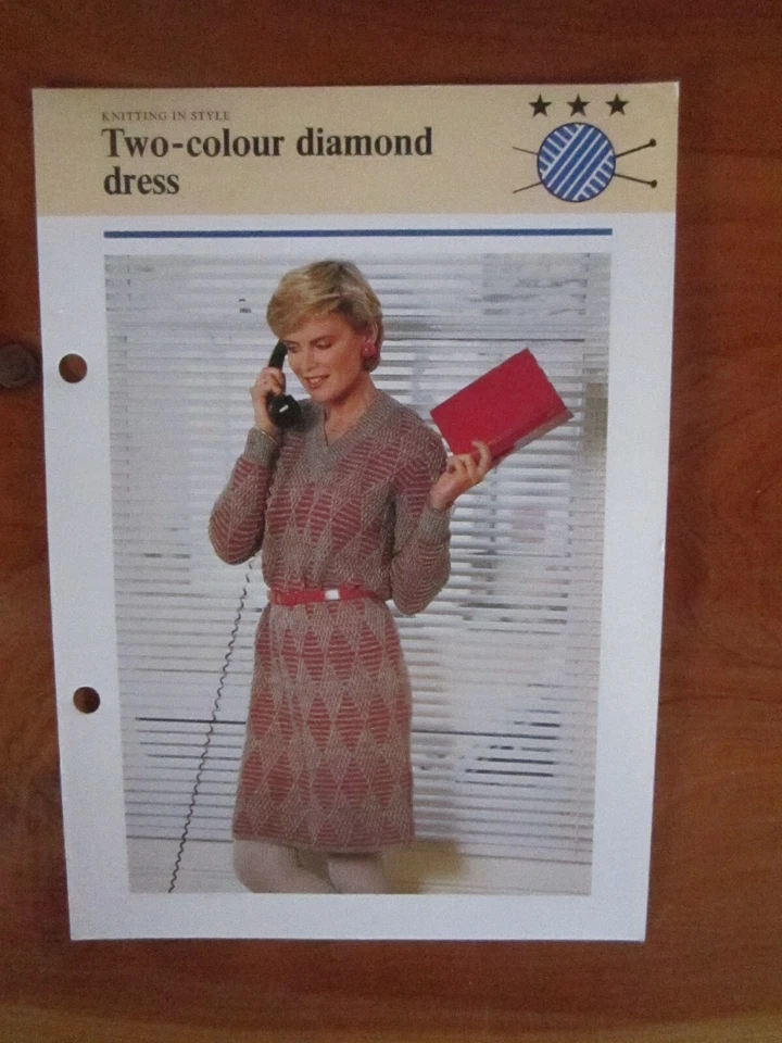 KNITTING PATTERN KNITTING IN STYLE TWO-COLOUR DIAMOND DRESS ** MUST SEE - Image 1 of 1