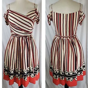 Target Anna Sui off shoulder belted striped silk dress, 5 S NWOT - Picture 1 of 2