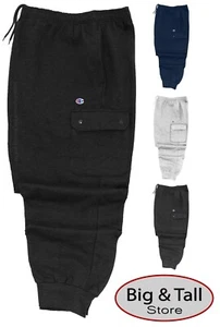Champion Big & Tall Men's FLEECE CARGO PANTS 3XL to 6XL Midweight Joggers - Picture 1 of 9