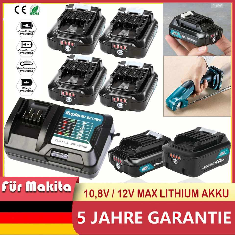 für Makita 10,8V 12V Akku BL1041B BL1021B BL1040B BL1020B BL1015 Akku Ladegerät