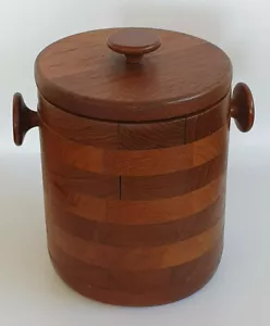 Mid Century Danish Teak Ice Bucket with Tongs - Foto 1 di 8