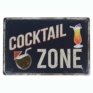 Cocktail Zone Plate Vintage Tin Metal Signs Pub Bar Decor Art Wall Poster - Picture 1 of 1