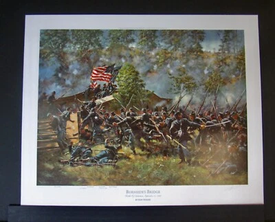Дон Трояни — принт времен гражданской войны — мост Burnside — как новый — никогда не обрамлялся - Изображение 1 из 4