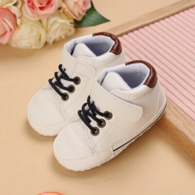 Bebé Infante Blanco Clásico Lona Bebé Zapatos Niño/Niña Suela Suave Talla 0-18 Meses Foto 1 de 4