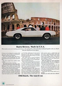 Buick Riviera 1966 "Hecho en EE. UU." Anuncio impreso en color original - Imagen 1 de 1