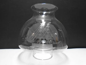 Vintage Clear Glass Mushroom Shaped Hurricane/Oil Lamp Shade 7" High 3" Fitter - Picture 1 of 4
