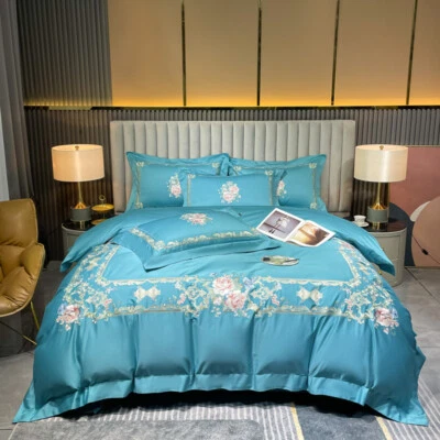 Bedding Set 4pcs Heavy Industry Embroidery Duvet Cover Flat Sheet 2 Pillowcases - Image 1 of 4