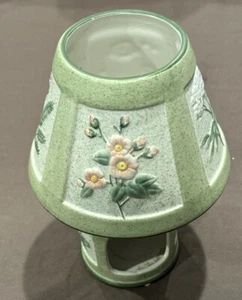 Yankee Candle Ceramic Holder With Shade Green Floral EUC - Picture 1 of 4