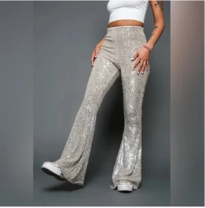 Show Me Your Mumu donna taglia small campane mercurio platino paillettes argento svasato - Foto 1 di 17