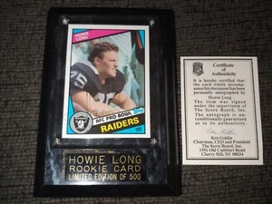 HOWIE LONG SIGNED NFL 1984 TOPPS ROOKIE CARD #111 RAIDERS Scoreboard COA HOF RC - Picture 1 of 9