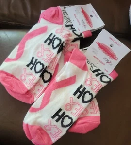 1 Paar Damen Socken rosa Schleife Brustkrebs Knöchel Hope - Bild 1 von 5
