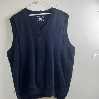 Cutter & Buck Navy Knit Men’s Sleeveless Vest - Image 1 of 4