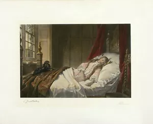 TJ BARKER 2X SIGNIERT XRare Antik 19. Jh. 1880 Ltd Ed Mezzotint PRINZESSIN ELIZABETH - Bild 1 von 1