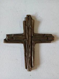 Small Brutalist Bronze Crucifix 1970s West German Mid Century - Picture 1 of 2