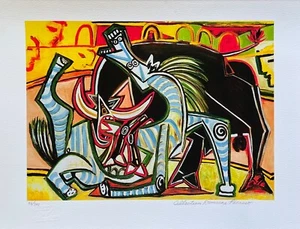 Pablo Picasso THE BULLFIGHT Estate Signed Limited Edition Giclee Art 12" x 16" - Picture 1 of 4