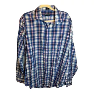 Peter Millar Shirt Men's Size XXL Plaid Cotton Blue White Pink - Picture 1 of 3