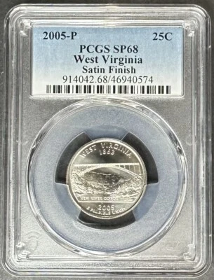 2005-P Satin West Virginia Quarter PCGS MS-68, Buy 3 Items, Get $5 Off!!! - Image 1 of 2