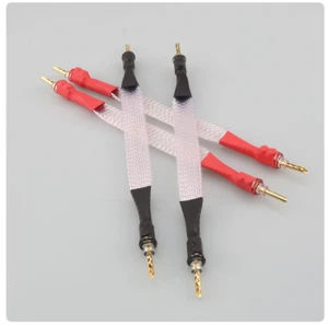 4PCS HiFi Silver Plated Speaker Jumper Cable Banana Connectors Audio Bridge Cord - Picture 1 of 6