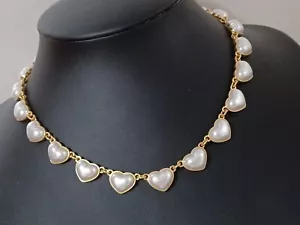 Oscar de la Renta- Collier avec des cœurs blancs perlés. - Zdjęcie 1 z 9